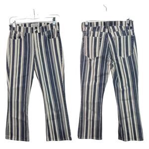 Lucky Brand Bridgette Mini Boot Blue White Striped Jeans Pants 25
